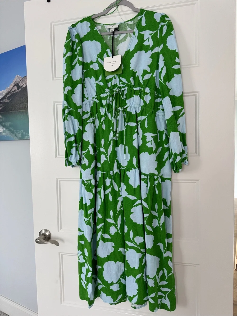 kate spade Green and Light Blue Floral Midi Dress